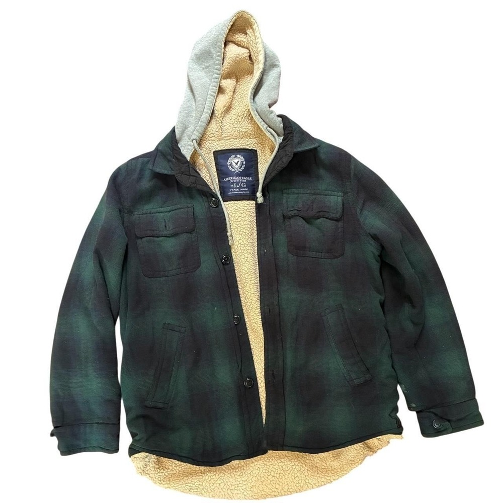 American Eagle Sherpa Lined Plaid Jacket